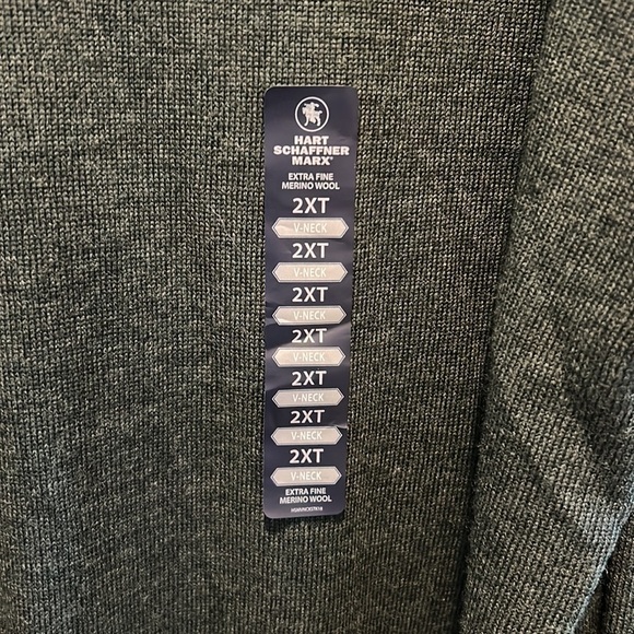 Hart Schaffner Marx Extra Fine Merino Wool Sweater Big Man Tall Green 2XT - Picture 6 of 6